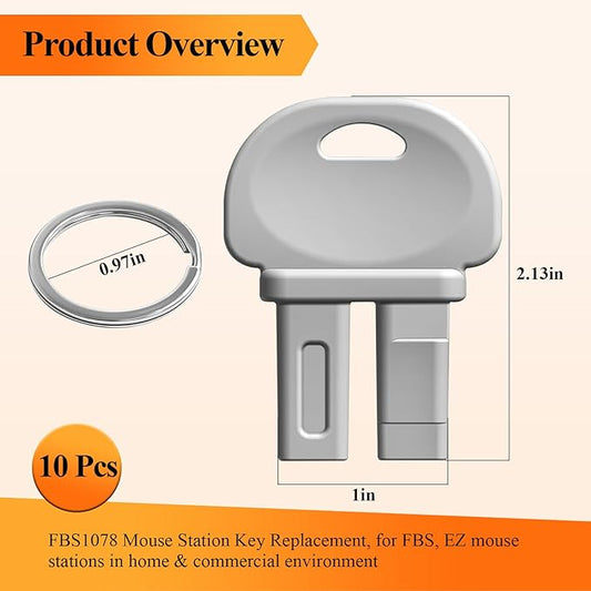 10 Pcs FBS1078 Mouse Station Key Replacement, Fit for FBS Fly Stations, EZ Klean Rat Station, in Home & Commercial Environment