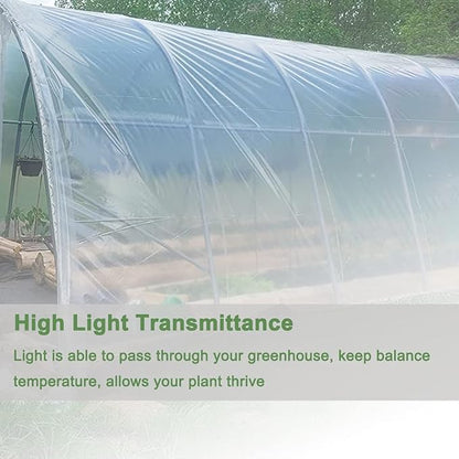 Yowlieu 20' x 28' Clear Greenhouse Plastic Sheeting, 6 Mil UV Resistant Polyethylene Greenhouse Film Hoop Green House Plastic Cover for Farms, Agriculture, Garden
