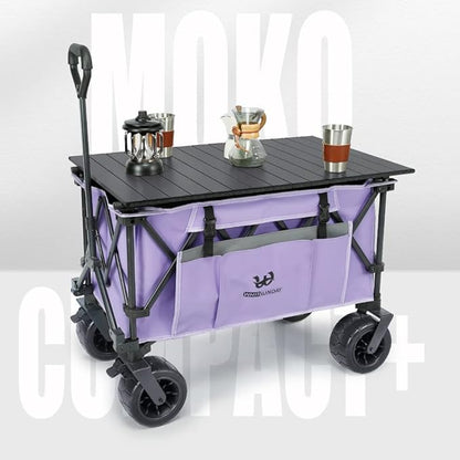 Whitsunday Collasible Wagon, Large Capacity 400Lbs, All-Terrain Wheels Heavy Duty Utility Wagon for Gardening Shopping Fishing Camping Outdoor Picnic Purple