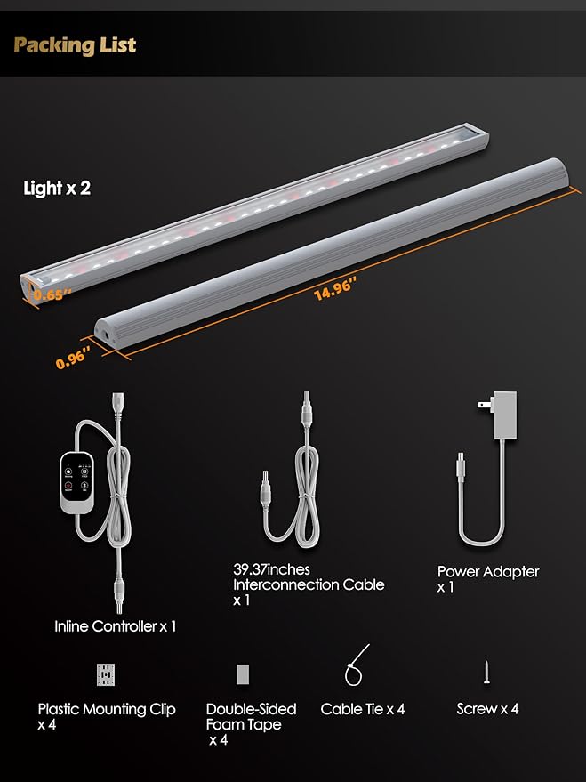 Smart Grow Light for Indoor Plants,3500K Full Spectrum LED Plant Light Strips with 3/9/12H Auto Timer,Stepless Dimming,Modular Design，Plug and Play (White, 2 Pack 16W)