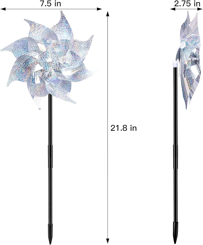 20pack Garden Pinwheels,Reflective Pinwheelsfor Yard and Garden,Whirligigs Wind Spinners(Silver),DlY Assembly Required