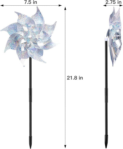 20pack Garden Pinwheels,Reflective Pinwheelsfor Yard and Garden,Whirligigs Wind Spinners(Silver),DlY Assembly Required
