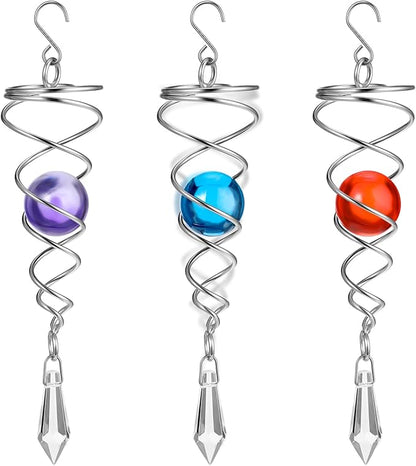 3 Pieces Gazing Ball Spiral Tail Spiral Tail Decorative Wind Spinner for Indoor Outdoor Decoration, 7.1 Inches/ 18 cm