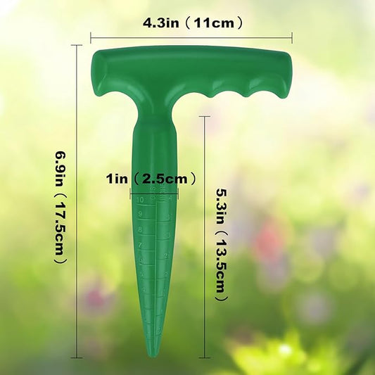 Seed Planter Tool, 6.9" Dibber Garden Tool, Plastic Seed Dibbler for Planting, Bulb Digger Garden Planter with Handle for Sowing Seeds, Planting, Bulbs, Digging (Green)