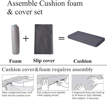 30 x 14 Inch Piano Bench Cushions for Indoor Furniture with Ties Non Slip Kitchen Dining Room Bench seat Cushion for Shoe Storage Ottoman Window Settee Pad, Gray