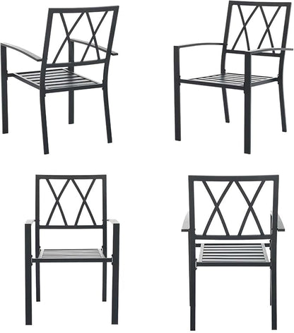 Outdoor Dining Chairs Set of 4, Aluminum Frame Stackable Patio Dining Chairs with Armrest, Wrought Iron Patio Bistro Chairs for Lawn, Backyard, Garden, Porch