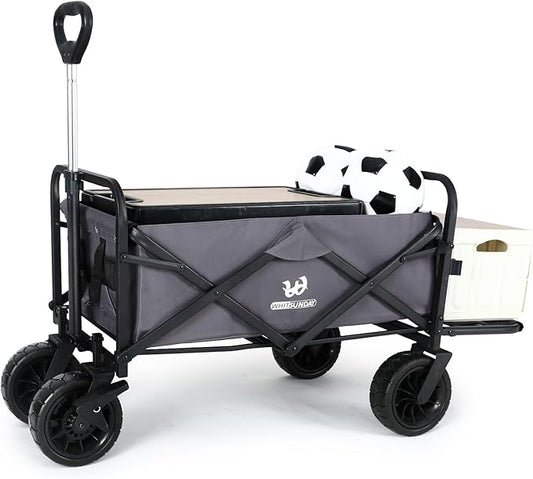 Whitsunday Collapsible Wagon with Tailgate for Camping Outdoor (Dark Grey, No Table)