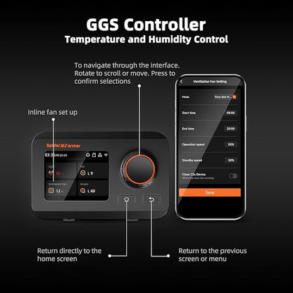 Spider Farmer 4 Inch Smart Inline Duct Fan with GGS Temperature Humidity Controller, WiFi Integrated App Control, 205 CFM Ventilation Exhaust Fan for Heating Cooling Booster, Grow Tents, Hydroponics