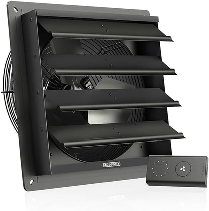 AC Infinity AIRLIFT S12, Shutter Exhaust Fan 12” with 10-Speed Controller, EC Motor - Wall Mount Ventilation and Cooling for Sheds, Attics, Workshops, and Greenhouses