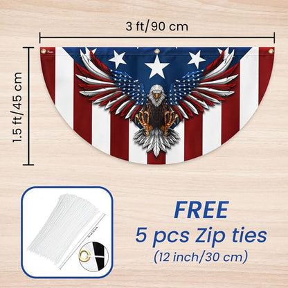 FLAGWIX American Flag Patriotic Eagle American Non-Pleated Fan Flag TPT1636F, 3x6 ft, 1 Pack Suitable for Outdoor and Indoor