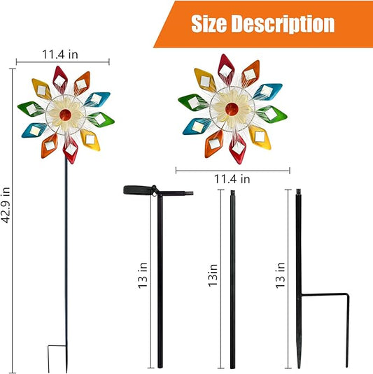 Solar 45" Sunglasses Wind Spinners for Yard and Garden, Metal Clearance Windmill Kinetic Wind Spinner Outdoor Decor, Wind Sculpture Yard Art Decorations for Patio, Lawn & Garden