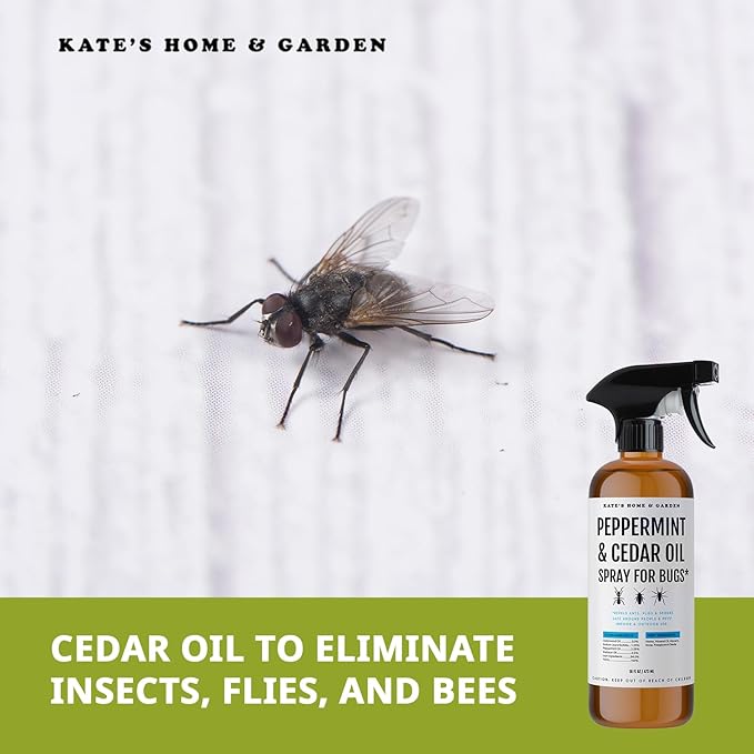 Kate's Home & Garden Peppermint Oil Spray for Bugs, Ants, Insects, Spiders, Roaches, Stink Bug. Pesticide and Insecticide Indoor Repellent Pest Control with Cedar Oil (16oz, Natural, Non Toxic)