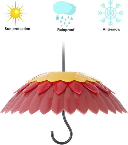 Bird Feeder Rain Guard Cover Dome Skaithee 8" Bird Feeder Baffle for Outside Hummingbird Shade Umbrella with Ant Guard Shepherd Hook, Red Color Attracts Birds & Anti Sun/Rain/Snow (2 Pcs)