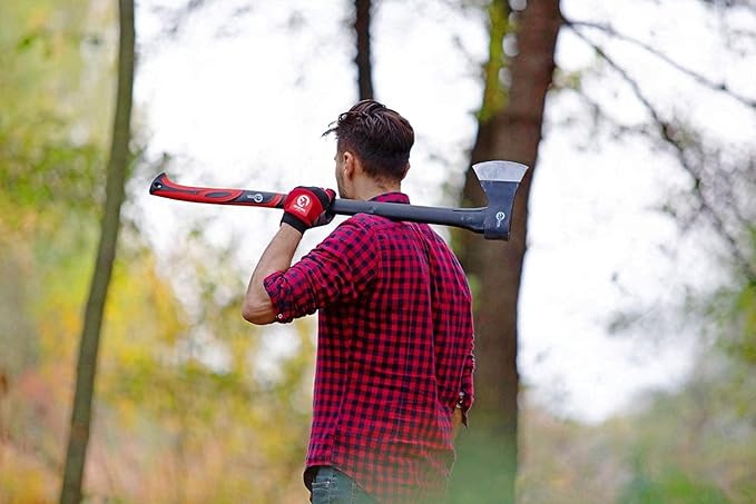 INTERTOOL 15” Hatchet and 36” Chopping Axe Set - Small Ax and Tree Felling Tool with Shock Absorbing Fiberglass Handles & Blade Protectors HT-0261-0264
