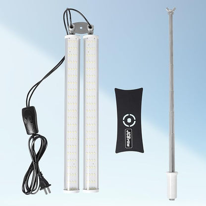 JCBritw Standing LED Grow Light，Adjustable Dual Head T12 Bar Plant Light, White 6500K Full Spectrum Plant Grow Lamp on Stand for Indoor Plants Seed Starting, Seedlings, Veg, Flower