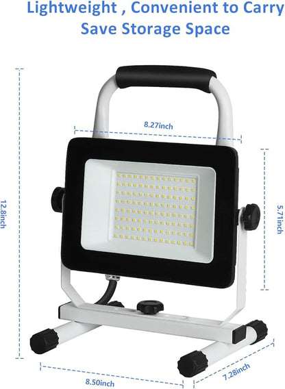 UFOND 6000 Lumen LED Work Light with Stand,60W Waterproof Flood Light, Brightness Switch Adjustable,Super Bright Portable Job Site Worklight with Power Cord for Garage Workshop Car,Outdoor Lighting
