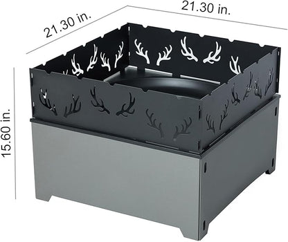 21.5 Inch Outdoor Wood Burning Fire Pit, Bonfire Grill for Patio and Backyard, Outdoor Portable Fireplace with Flame Panel - Flint Gray