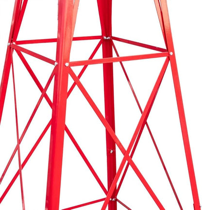 8FT Windmill for Yard Garden Decoration with Weather Vanes，Heavy Duty Outdoor Wind Mills, Large Metal Outdoor Windmill,Weather Resistant,Red