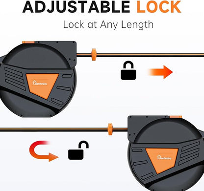 GARDENJOY Retractable Garden Hose Reel, 65 ft x 5/8 inch Heavy Duty Garden Hose with 180°Swivel Wall Mounted Bracket, 10 Pattern Sprayer Nozzle, Any Length Lock & Slow Return System