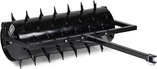 Titan 3 FT Tow-Behind Drum Spike Aerator Holds up to 25 Gal Water, 3" Long Welded On Spikes, for ATV UTV and Utility Tractor, Breaks Ground for Better Drainage & Fertilization