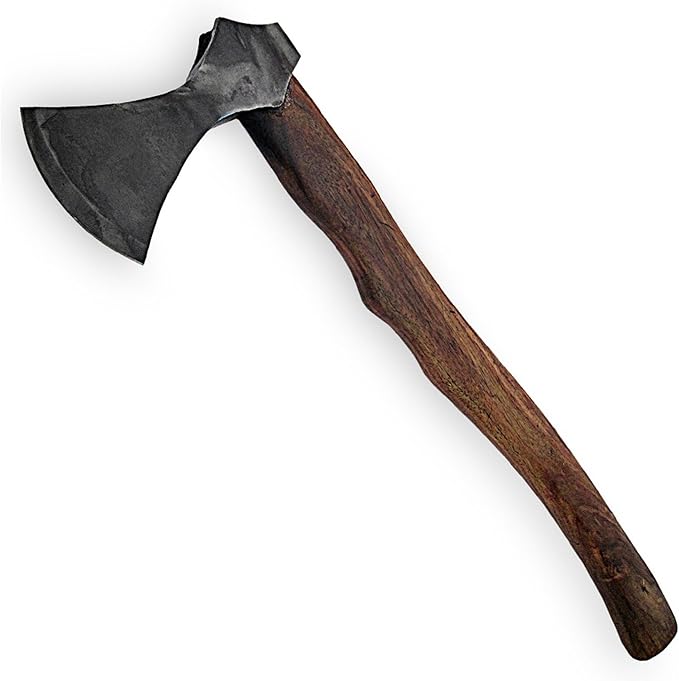 Armory Replicas™ Hand Forged Rustic Iron Steel Battle Axe – 20" Wood Handle, Fully Functional Camping & Reenactment Tool – Perfect for Outdoor Survival