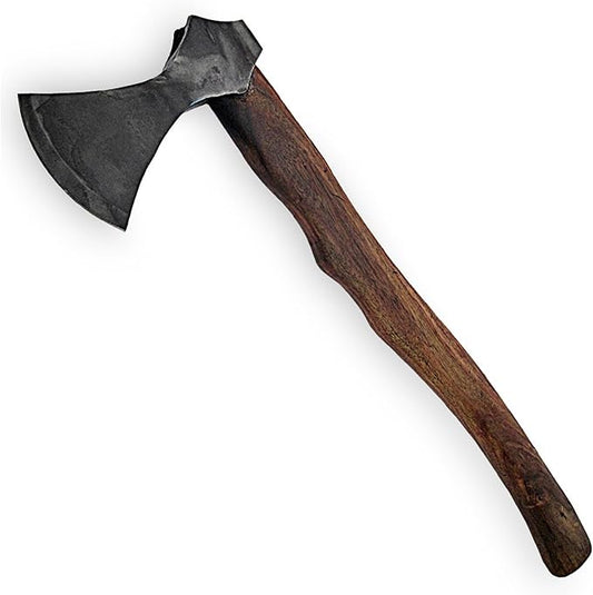 Armory Replicas™ Hand Forged Rustic Iron Steel Battle Axe – 20" Wood Handle, Fully Functional Camping & Reenactment Tool – Perfect for Outdoor Survival