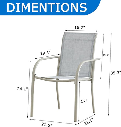 Outdoor Dining Chairs Set of 6, Stackable Patio Chairs with Textilene Fabric, Lightweight Garden Chairs for Poolside, Backyard, Camping, Beige