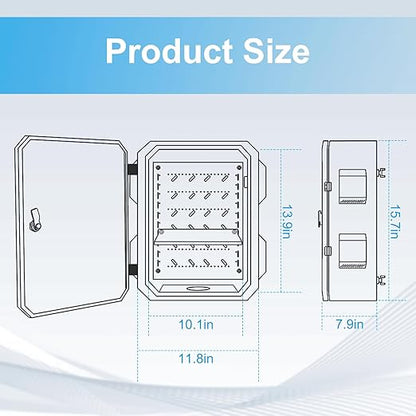 Outdoor Electrical Box with Thermostat and Fan, Cold-Rolled Steel Plate, Aluminum Alloy Back Beam, One-Piece Ventilation Design, IP65 Waterproof, Wall/Pole Mounted. (15.7" x 11.8" x 7.9")