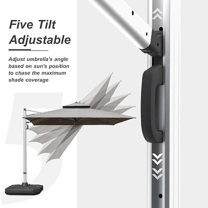 Domi 10x10ft Auto-Bloom Patio Umbrella - Outdoor Large Square Cantilever Umbrella, Heavy Duty Windproof Offset Aluminum Sun Shade with UV Protection for Beach, Pool, Balcony, Porch, Deck, Gray