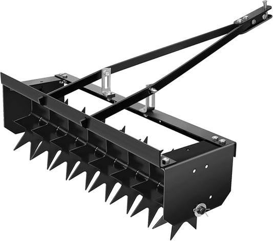 Lawn Aerator Tow Behind, Heavy-Duty Core Aerator Tool for Lawns, 32" Manual Lawn Aerator with Universal Hitch, Plug Aerator for Effective Soil Aeration, Rolling Aerator in Black