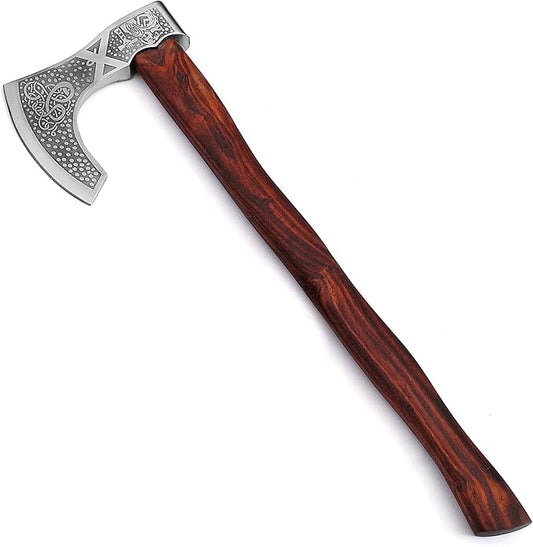 Armory Replicas - Hand Forged Tempered High Carbon Steel Battle Axe - Functional Two-Handed Bearded Viking Axe w/Genuine Leather Cover