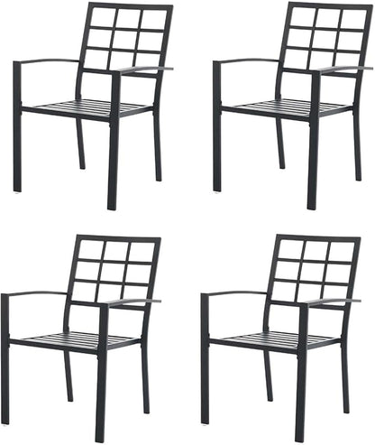 Outdoor Dining Chairs Set of 4, Aluminum Frame Stackable Patio Dining Chairs with Armrest, Wrought Iron Patio Bistro Chairs for Lawn, Backyard, Garden, Porch