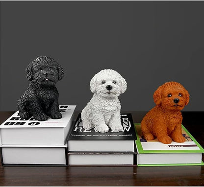 Dog Statue for Outdoor Maltese Dog Ornament Resin Bichon Frise Statue for Home Decor