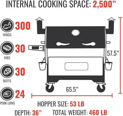 recteq RT-2500 BFG Pellet Smoker Grill, Wi-Fi-Enabled Outdoor Grills & Smokers, Electric Pellet Grill with 2500 Sq In Cook Space, RT-2500 BFG + Grilling Essentials Bundle