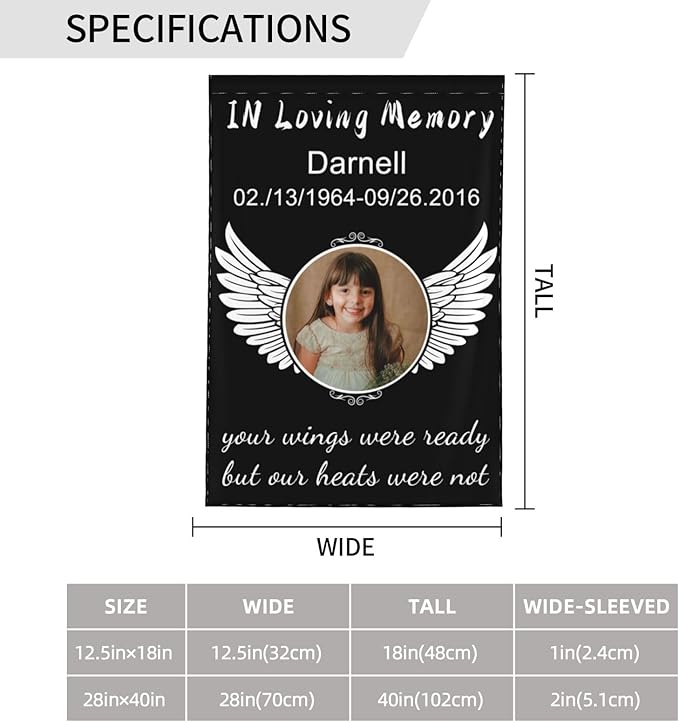 Custom Memorial Flag Personalized Garden Flag for Cemetery in Loving Memory with Photo Name Date Memory Garden Flags For Loss of Loved One Lawn Outdoor Double Sided Yard Flags (Memorial Funeral Flags 2, 28x40(in))