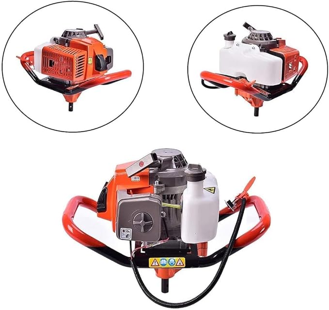85cc Post Hole Digger 2-Stroke Petrol Gas Powered Earth Digger with 3 Auger Bits (4" 8" 12") + 2 Extension Bar (24" 24") for Farm Garden Plant Fence and Planting