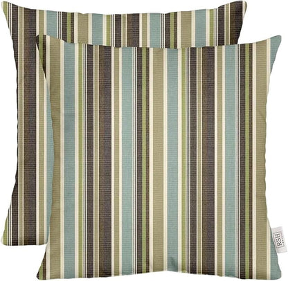 RSH DECOR: Sunbrella Square Throw Pillows Set of 2 | 20" x 20" | Water and Fade-Resistant Performance Fabric | Outdoor Pillow Covers with Down-Alternative Inserts | Brannon Whisper