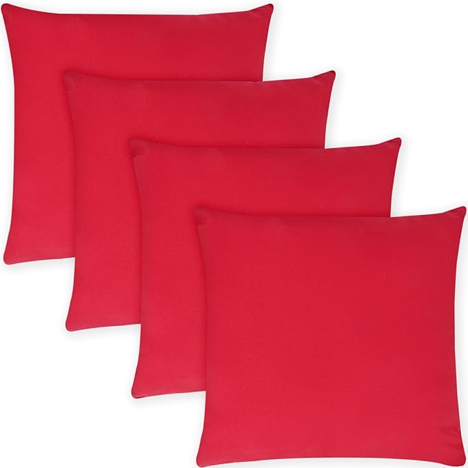 Covers & All Premium Square Throw Pillow Inserts with Covers Set of 4, 28 x 28 Inches Red, Decorative Cushions for Couch Sofa Home Decor Office Travel UV Resistant Waterproof Soft Cushions Pillows