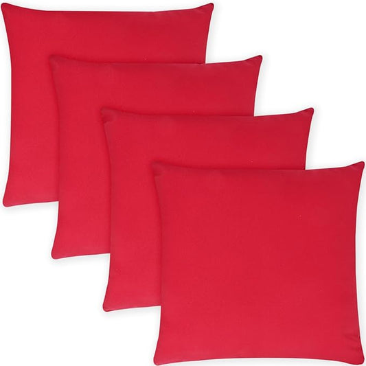 Covers & All Premium Square Throw Pillow Inserts with Covers Set of 4, 28 x 28 Inches Red, Decorative Cushions for Couch Sofa Home Decor Office Travel UV Resistant Waterproof Soft Cushions Pillows