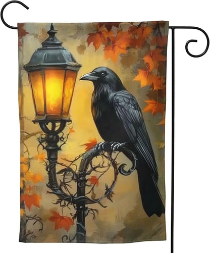 Crow Garden Flag Vertical Double Sided Outdoor Yard Flags 12.5x18 Inch Burlap Banners for House Lawn
