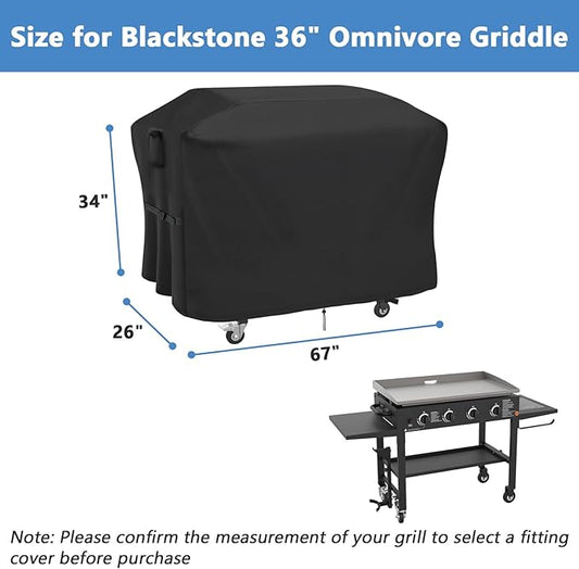 Grill Cover for Blackstone 36 Inch Model 1825 1863 2122 2177 2210 2212 2230 2266 2314 Omnivore Propane Griddle, Outdoor Waterproof Weather Resistant BBQ Griddle Cover - 67 x 26 x 34 Inch