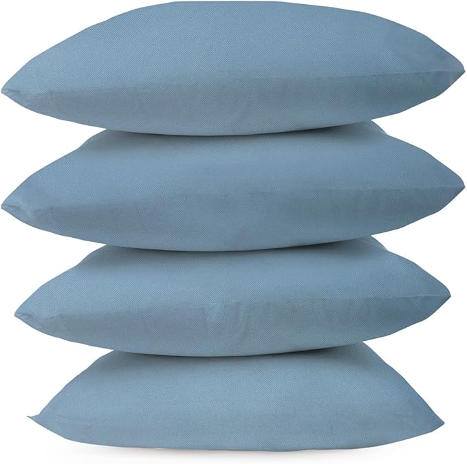Covers & All Premium Square Throw Pillow Inserts with Covers Set of 4, 18 x 18 Inches Sky Blue, Decorative Cushions for Couch Sofa Home Decor Office Travel UV Resistant Waterproof Soft Cushions