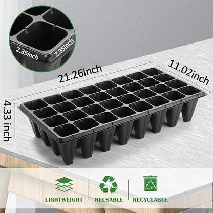 10 Pack 32 Cell Seed Starter Trays - Extra Deep 4.33" Plastic Nursery Trays, 20" x 10"，Fits Standard 1020 Flats