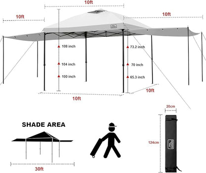 KAMPKEEPER 10x10 Easy Pop Up Canopy Tent with Sidewalls, Instant Outdoor Shade Shelter with Removable 10FT Sun Walls, Quick Setup Waterproof and UV-Resistant for Patio (White, 2 sidewall)