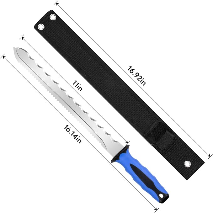 Sod Cutter knife: Stainless Steel Garden Knife 11.14-inch sharp blade, double-edged sod knife for outdoor, Lawn Repair, easy to carry (new blue)