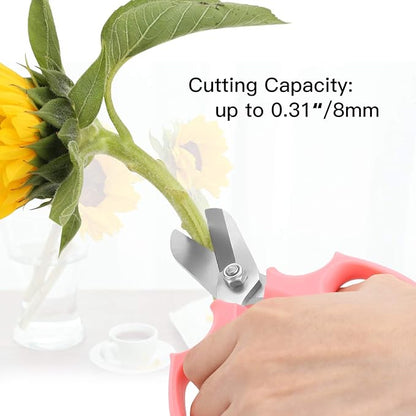 Housolution Flower Scissors, Strong Floral Shears,3PCS Premium Steel Garden Pruning Shears Floral Fruits Leaf Scissors Hand Pruner Snip Trimming Tool for Gardening Flower Arrangement, Pink