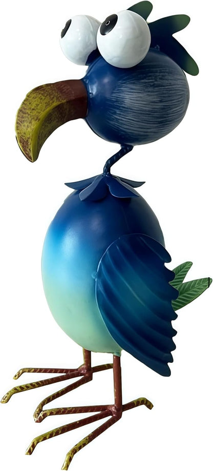 Metal Flamingo Decor Garden Statue Outside - Art Blue Flamingos Yard Art Outdoor Garden Sculptures for Patio Backyard Porch Decoration, Gifts for Mom