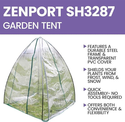 Winter Greenhouse Grow Tent SH3287 Portable Garden DIY Mini Green House Kit Steel Frame, Transparent Cover, 55.1 x 55.1 x 70.9-inches