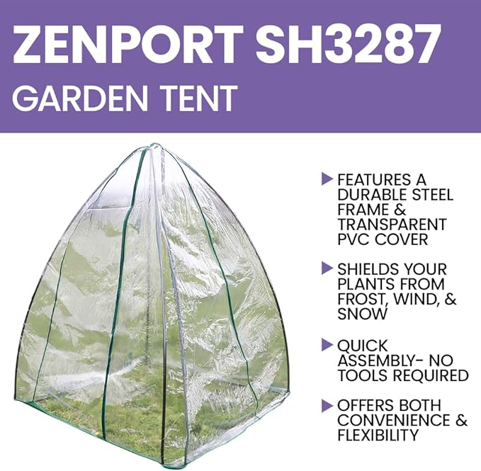 Zenport SH3287 Steel Frame Winter Garden Tent, 55.1"x55.1"x70.9", Green - 5 Pack