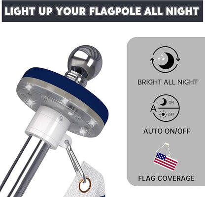 ZMTECH 1PC Flag Pole Light Solar Powered, Waterproof, Solar Flag Pole Light for 5-10FT Flag Poles, Solar Light for 1 inch Diameter Flagpole Outdoor, Auto On/Off (Blue)